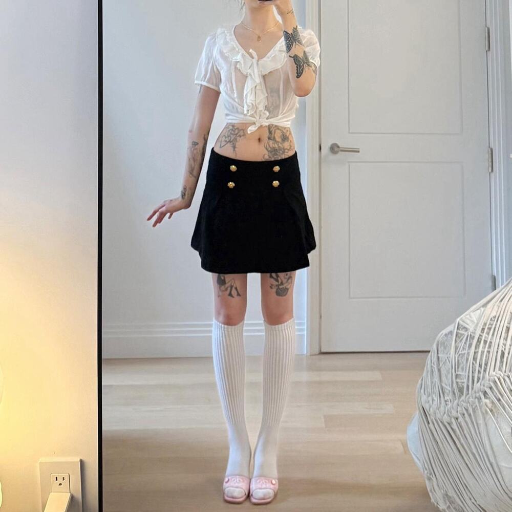 Japanese brand white sheer ruffle